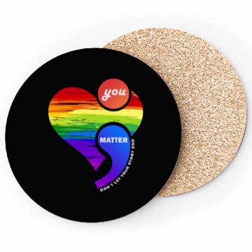 Discover Rainbow Heart Semicolon You Matter Coasters