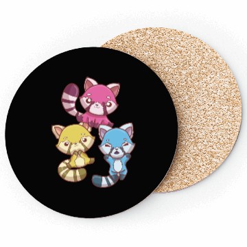 Discover Pansexual Kawaii Red Panda, Pastel Goth Anime Art Coasters