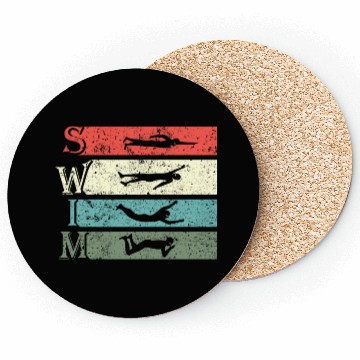 Discover Retro Vintage Swimming Swimmers Swim Coasters
