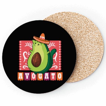 Discover AVOGATO " AVOCADO CAT MEXICAN " Coasters
