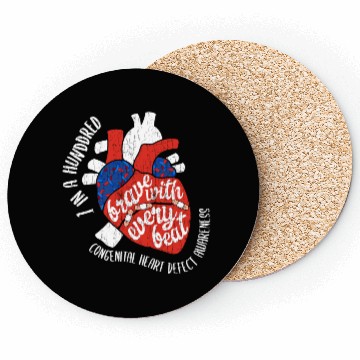 Discover Brave With Every Beat CHD Awareness Happy Gift Coasters