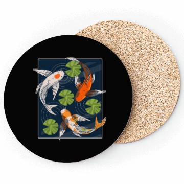 Discover Koi Fish Lover Asian Japanese Carp Water Pond Anim Coasters