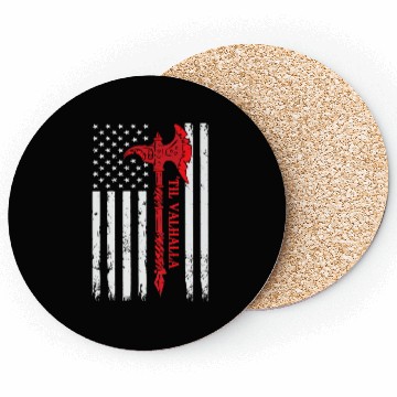 Discover Veteran Gift-American Flag Viking Axe Til Valhalla Coasters