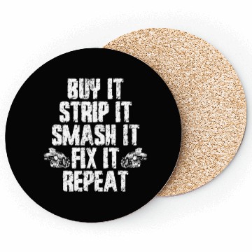 Discover Buy Strip Smash Fix Repeat Demolition Derby Car Coasters