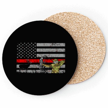 Discover Thin Red Line Bow Deer Hunting Flag Coasters