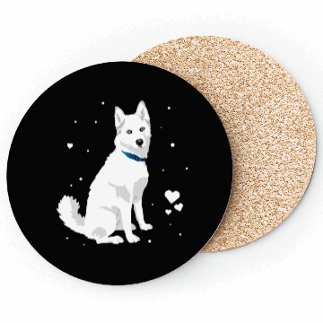 Discover Cute White Siberian Husky Sweet White Snow Dog Coasters