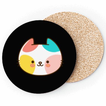 Discover Kawaii Cat Head Multicolored Coasters