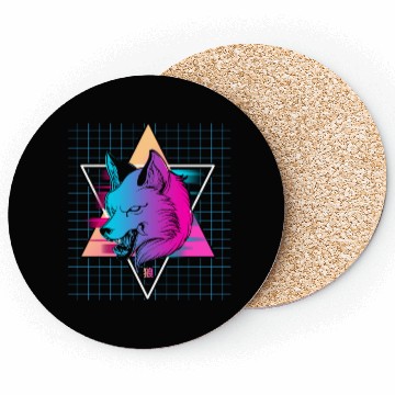 Discover Japan Vaporwave Wolf Coasters