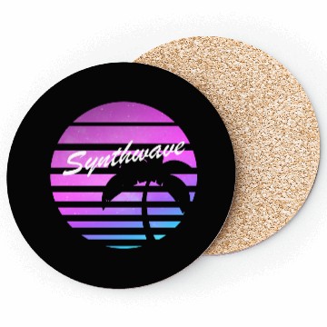 Discover Aesthetic synthwave sunset with palm tree. Coasters
