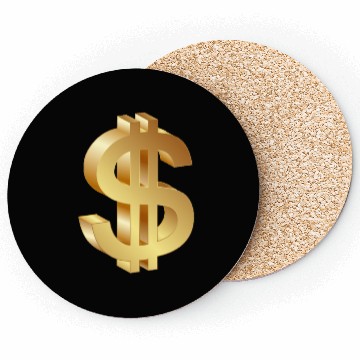 Discover gold dollar sign logo 3d Coasters