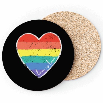 Discover Love Is Love Rainbow Heart Coasters