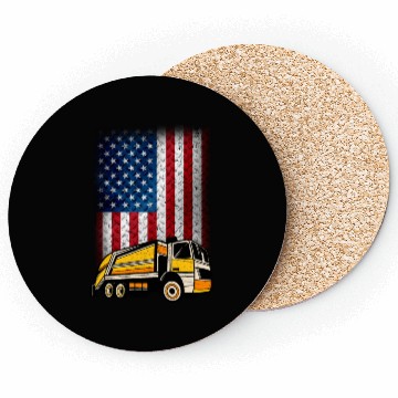 Discover Garbage Truck USA Flag Gift Coasters