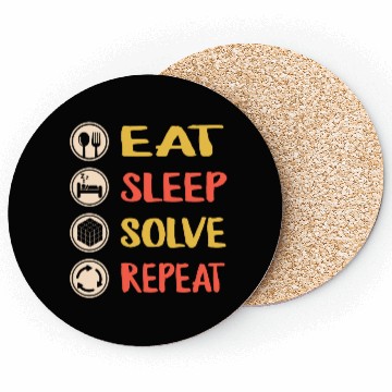 Discover Rubiks Cube Coasters, Vintage Eat Sleep Solve Repeat
