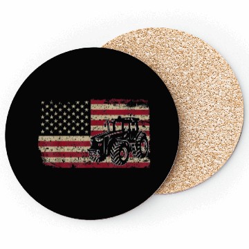 Discover Farm Tractors USA Flag Coasters