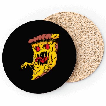 Discover Scary Pizza Pizza scary horror cool graphic design Coasters