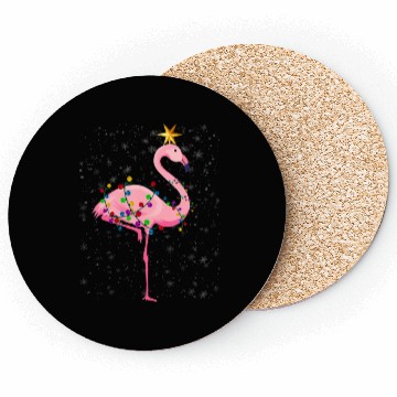Discover Flamingo Christmas Tree Lights Xmas Gift Coasters