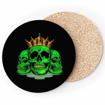 Discover King Family Skull Green Coasters