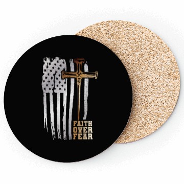 Discover Faith Over Fear Christian American Flag Coasters