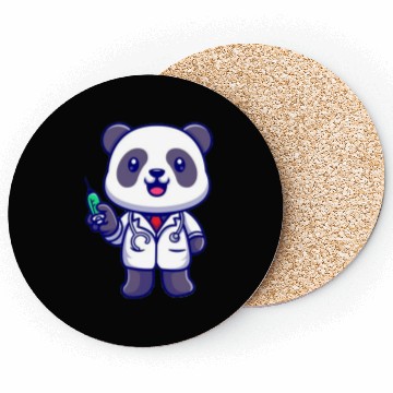 Discover Cute panda doctor with syringe Coasters
