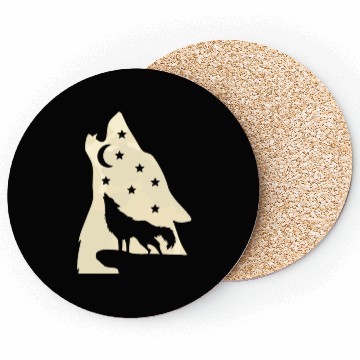 Discover Wolf silhouette howling wolf moonlight Coasters