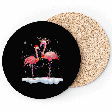Discover Flamingo Christmas Tree Santa Hat Xmas Light Merry Coasters