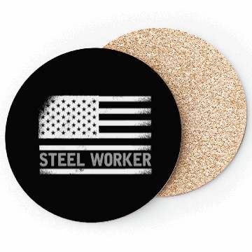 Discover US Flag Steel Worker Blue Collar Coasters