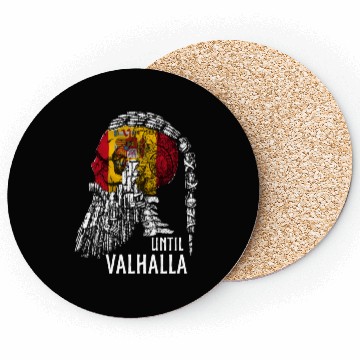 Discover Until Valhalla Viking Skull Spain FLag Coasters