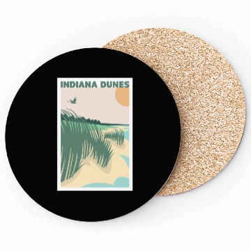 Discover Grass Sunset Indiana Dunes Poster Coasters