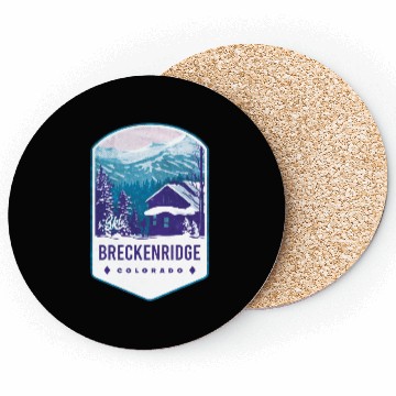 Discover Breckenridge Colorado Ski Badge Coasters