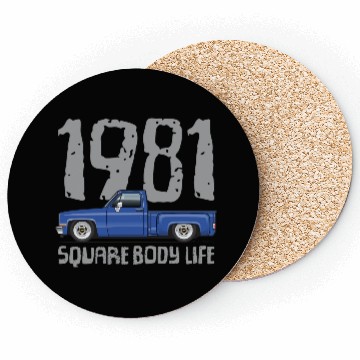 Discover 1981 Square Body Life Bright Blue Coasters