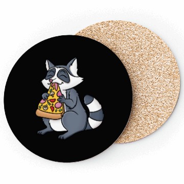 Discover Racoorn Eating Pizza Coasters