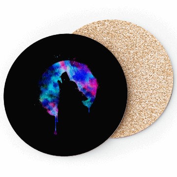 Discover Howling wolf full moon wolves galaxy stars sky Coasters