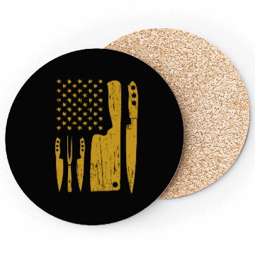 Discover Chef Yellow Knife US Flag Coasters