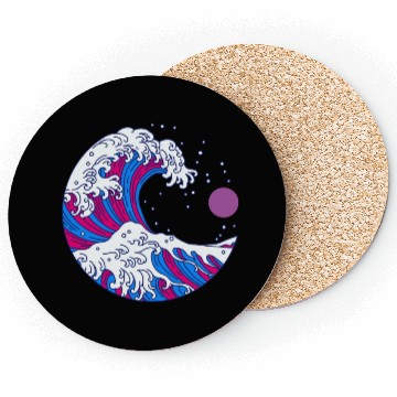 Discover Circular Japanese Bi Wave. Bisexual Pride. Coasters