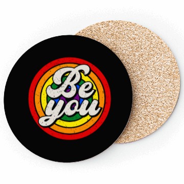 Discover Be You Pride LGBTQ Gay Ally Rainbow Retro Vintage Coasters
