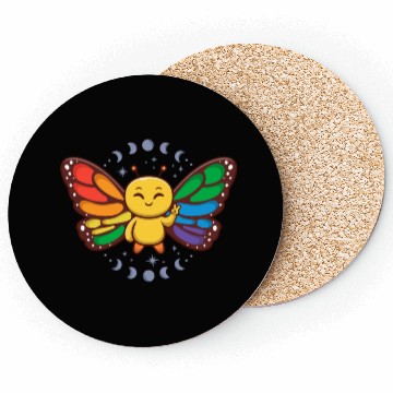 Discover LGBTQ Rainbow Flag Monarch Butterfly Pride Month Coasters