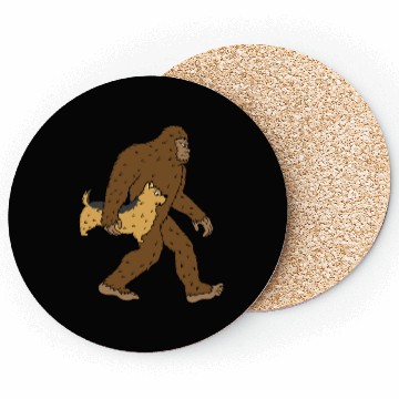 Discover Bigfoot Sasquatch Carrying Yorkshire Terrier Coasters