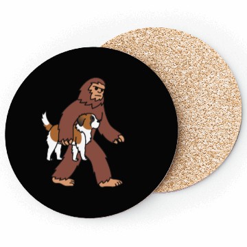 Discover Bigfoot Sasquatch Carrying Saint Bernard Coasters