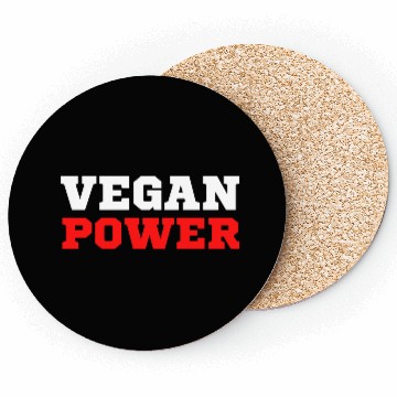 Discover VEGAN POWER (White & Red letters) Coasters