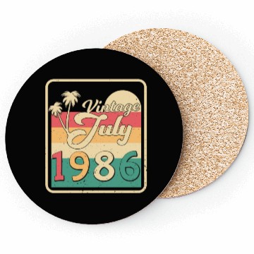 Discover Birthday Greeting For July 1986 Coasters