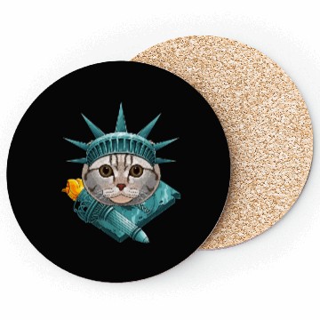 Discover Statue Of Liberty Scottish Fold 4th Of July Cat US Coasters