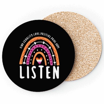 Discover Listen Lesbian Pride Rainbow Coasters