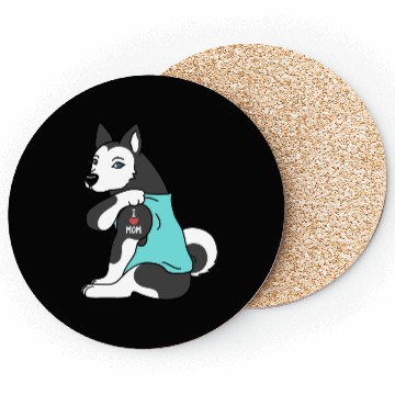 Discover I Love Mom Tattoo Husky Coasters