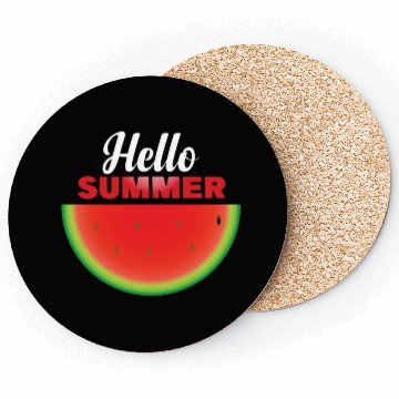 Discover Hello Summer, Hello summer slogan on watermelon Coasters