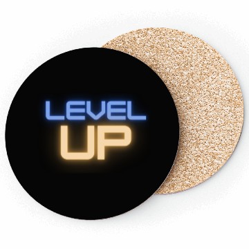 Discover Black Level Up Neon Typography Coasters