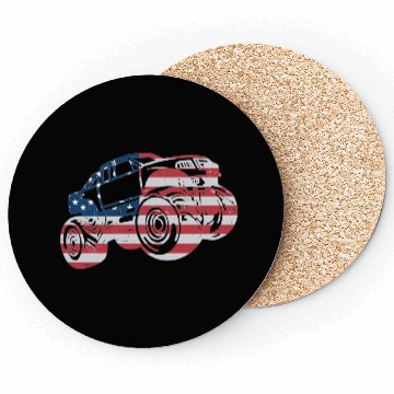 Discover Monster Truck American Flag Racing USA Patriotic Coasters