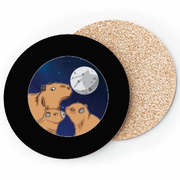 Discover Three Capybara Moon Funny Pelican Capybara Wolf me Coasters