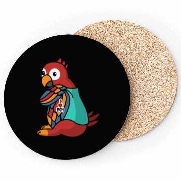 Discover I Love Mom Tattoo Parrot Bird Coasters