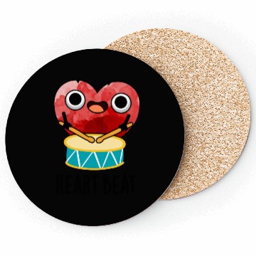 Discover Heart Beat Funny Heart Drummer Pun Coasters