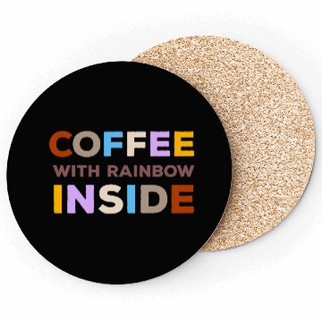Discover Coffee With Rainbow Inside Typography Coasters